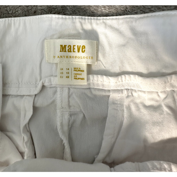 Anthropology Maeve Wide Leg Stretchy White Linen Blend Pants Womens 14 - Picture 7 of 11